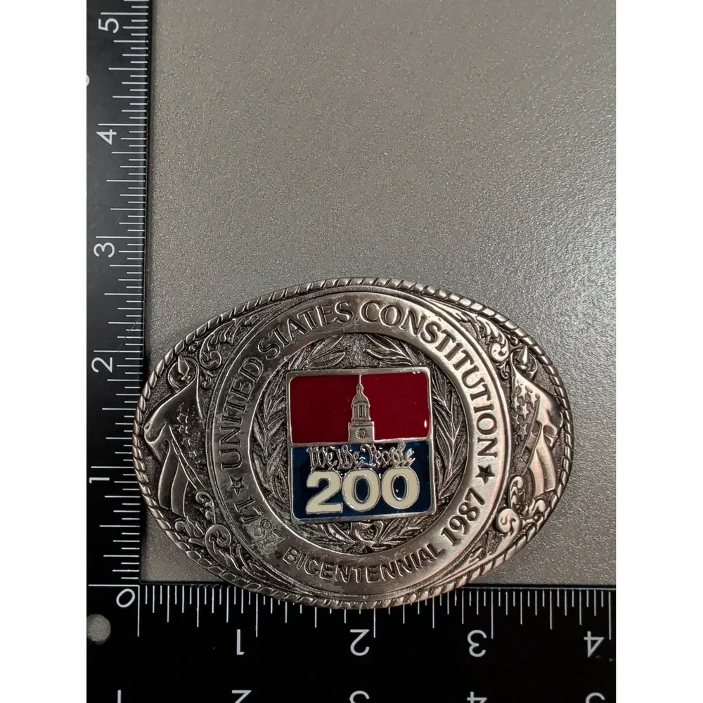 1987 US Constitution‎ Bicentennial Belt Buckle Texoma Leather Brass Limited 3470